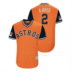 Camiseta Beisbol Hombre Houston Astros Alex Bregman 2018 Llws Players Weekend A Breg Orange