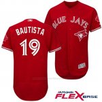 Camiseta Beisbol Hombre Toronto Blue Jays 19 Jose Bautista Scarlet 2017 Flex Base