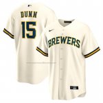 Camiseta Beisbol Hombre Milwaukee Brewers Oliver Dunn Primera Replica Crema