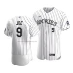 Camiseta Beisbol Hombre Colorado Rockies Connor Joe Autentico Primera Blanco Violeta