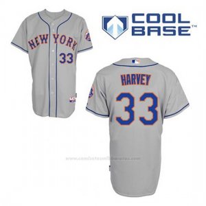 Camiseta Beisbol Hombre New York Mets Matt Harvey 33 Gris Cool Base