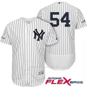 Camiseta Beisbol Hombre New York Yankees 2017 Postemporada Aroldis Chapman Blanco Flex Base