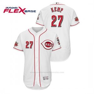 Camiseta Beisbol Hombre Cincinnati Reds Matt Kemp 150th Aniversario Patch Flex Base Blanco