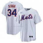 Camiseta Beisbol Hombre New York Mets Kodai Senga Primera Replica Blanco Azul