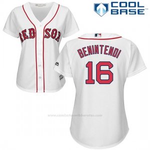 Camiseta Beisbol Mujer Boston Red Sox 16 Andrew Benintendi Blanco Cool Base