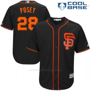 Camiseta Beisbol Hombre San Francisco Giants 28 Buster Posey Negro 2017 Cool Base