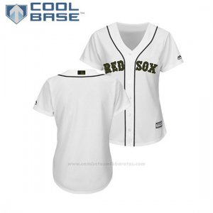Camiseta Beisbol Mujer Boston Red Sox 2018 Dia de los Caidos Cool Base Blanco
