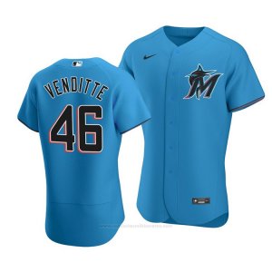 Camiseta Beisbol Hombre Miami Marlins Pat Venditte Autentico Alterno 2020 Azul
