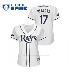 Camiseta Beisbol Mujer Tampa Bay Rays Austin Meadows 2019 Postseason Cool Base Blanco