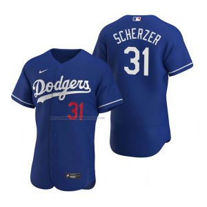 Camiseta Beisbol Hombre Los Angeles Dodgers Max Scherzer Autentico Alterno Azul