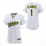 Camiseta Beisbol Mujer Oakland Athletics Denzel Clarke Primera Replica Blanco