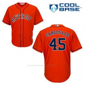 Camiseta Beisbol Hombre Houston Astros Carlos Lee 45 Naranja Alterno Cool Base