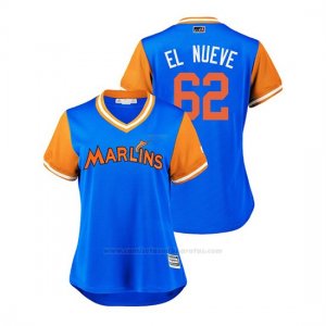 Camiseta Beisbol Mujer Miami Marlins Jose Urena 2018 Llws Players Weekend El Nueve Light Toronto Blue Jays