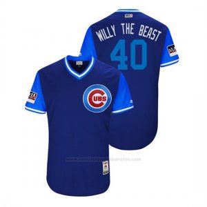 Camiseta Beisbol Hombre Chicago Cubs Willson Contreras 2018 Llws Players Weekend Willy The Beast Royal