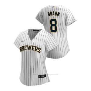 Camiseta Beisbol Mujer Milwaukee Brewers Ryan Braun 2020 Replica Alterno Blanco