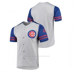 Camiseta Beisbol Hombre Chicago Cubs Button-Down Stitches Autentico Gris