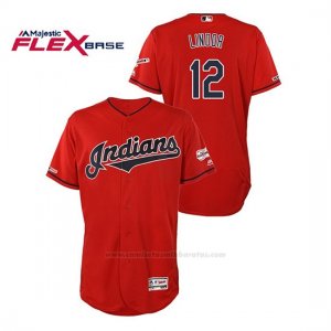 Camiseta Beisbol Hombre Cleveland Indians Francisco Lindor 150th Aniversario Patch 2019 All Star Game Flex Base Rojo