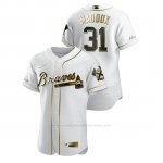 Camiseta Beisbol Hombre Atlanta Braves Greg Maddux Golden Edition Autentico Blanco