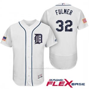 Camiseta Beisbol Hombre Detroit Tigers 2017 Estrellas y Rayas Michael Fulmer Blanco Flex Base