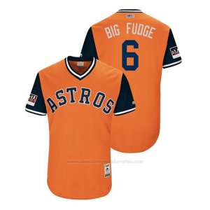Camiseta Beisbol Hombre Houston Astros Jake Marisnick 2018 Llws Players Weekend Big Fudge Orange