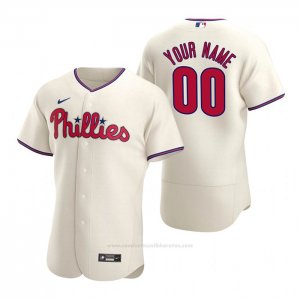 Camiseta Beisbol Hombre Philadelphia Phillies Personalizada Autentico 2020 Alterno Crema