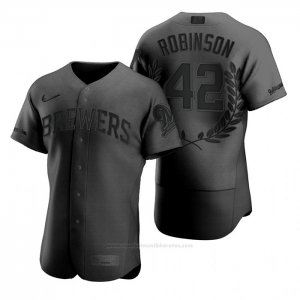 Camiseta Beisbol Hombre Milwaukee Brewers Jackie Robinson Award Collection Retired Number Negro