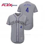 Camiseta Beisbol Hombre Colorado Rockies Pat Valaika 150th Aniversario Patch Flex Base Gris