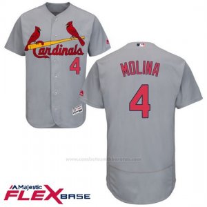 Camiseta Beisbol Hombre St. Louis Cardinals Yadier Molina Gris Autentico Coleccion Flex Base Gris