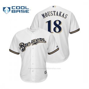 Camiseta Beisbol Hombre Milwaukee Brewers Mike Moustakas Cool Base Official 1ª Blanco