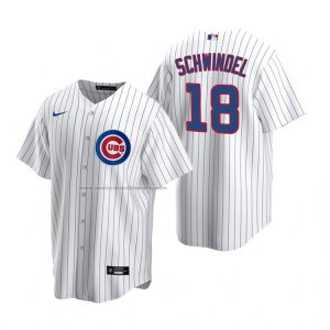 Camiseta Beisbol Hombre Chicago Cubs Frank Schwindel Replica Primera Blanco