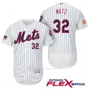 Camiseta Beisbol Hombre New York Mets 2017 Estrellas y Rayas Steven Matz Blanco Flex Base