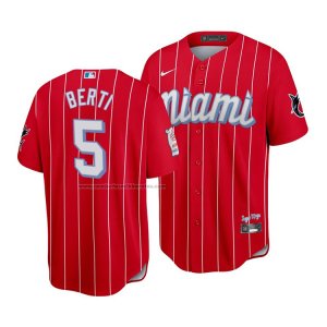 Camiseta Beisbol Hombre Miami Marlins Jon Berti 2021 City Connect Replica Rojo