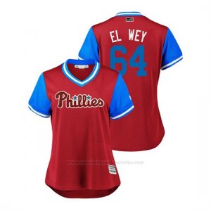 Camiseta Beisbol Mujer Philadelphia Phillies Victor Arano 2018 Llws Players Weekend El Wey Scarlet