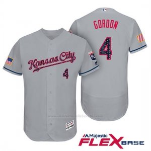 Camiseta Beisbol Hombre Kansas City Royals 2017 Estrellas y Rayas Alex Gordon Gris Flex Base