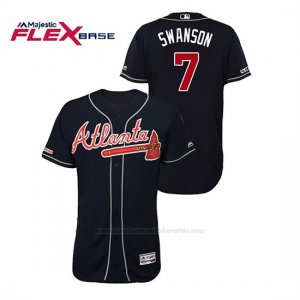 Camiseta Beisbol Hombre Atlanta Braves Dansby Swanson 150th Aniversario Patch Autentico Flex Base Azul