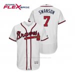 Camiseta Beisbol Hombre Atlanta Braves Dansby Swanson Flex Base Autentico Collezione Home 2019 Blanco