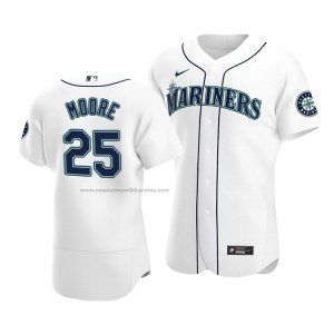 Camiseta Beisbol Hombre Seattle Mariners Dylan Moore Autentico Primera Blanco