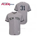 Camiseta Beisbol Hombre New York Yankees Aaron Hicks 150th Aniversario Patch Flex Base Gris