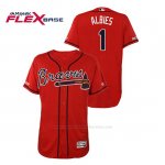 Camiseta Beisbol Hombre Atlanta Braves Ozzie Albies 150th Aniversario Patch Autentico Flex Base Rojo