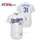 Camiseta Beisbol Hombre Los Angeles Dodgers Joc Pederson 150th Aniversario Patch Flex Base Blanco
