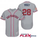 Camiseta Beisbol Hombre San Francisco Giants 2017 Estrellas y Rayas Buster Posey Gris Flex Base