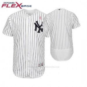 Camiseta Beisbol Hombre New York Yankees Blanco 2018 Dia de la Madre Flex Base