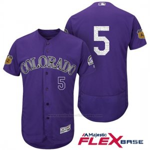 Camiseta Beisbol Hombre Colorado Rockies Carlos Gonzalez 5 Violeta 2017 Entrenamiento de Primavera Flex Base Jugador