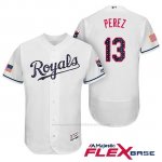 Camiseta Beisbol Hombre Kansas City Royals 2017 Estrellas y Rayas Salvador Perez Blanco Flex Base