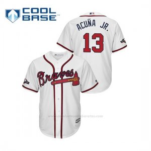 Camiseta Beisbol Hombre Atlanta Braves Ronald Acuna Jr. 2019 Postseason Cool Base Blanco