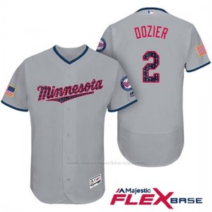 Camiseta Beisbol Hombre Minnesota Twins 2017 Estrellas y Rayas Brian Dozier Gris Flex Base