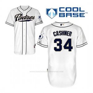 Camiseta Beisbol Hombre San Diego Padres Andrew Cashner 34 Blanco 1ª Cool Base