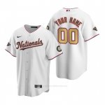 Camiseta Beisbol Hombre Washington Nationals Personalizada Gold-Trimmed Championship Replica Blanco