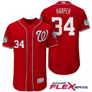Camiseta Beisbol Hombre Washington Nationals Bryce Harper Scarlet 2017 Entrenamiento de Primavera Flex Base Jugador