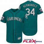 Camiseta Beisbol Hombre Seattle Mariners 34 Felix Hernandez Aqua 2017 Flex Base